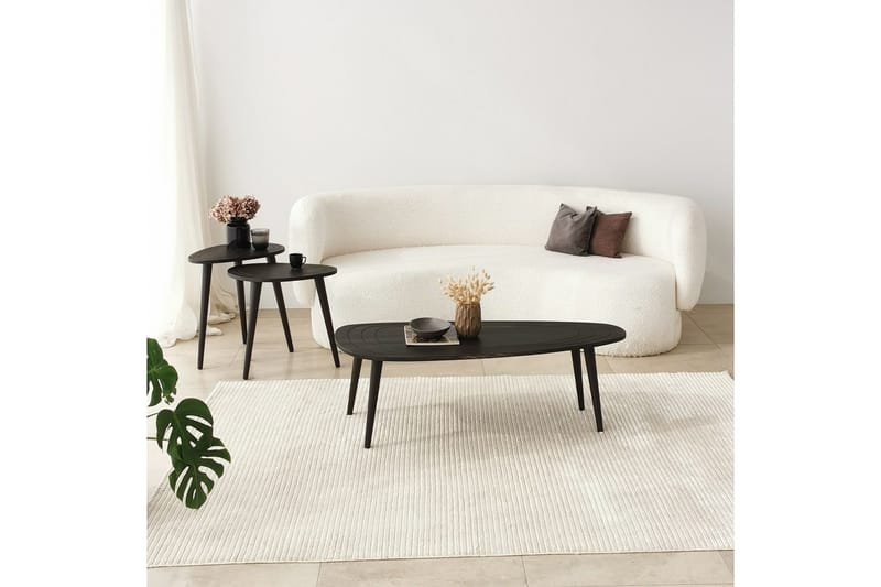 Saldus 115 cm Ovalt Soffbord i Målat Trä - Mörkbrun - Möbler - Vardagsrum - Soffbord & vardagsrumsbord - Soffbord