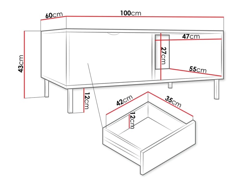 Salmor Soffbord 100 cm - Vit - Möbler - Vardagsrum - Soffbord & vardagsrumsbord - Soffbord