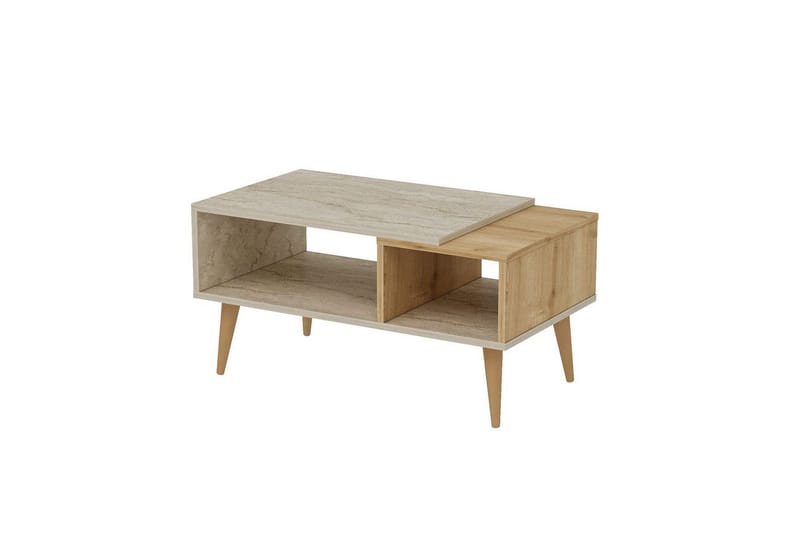 Salric Soffbord 90 cm - Travertine/Ek - Möbler - Vardagsrum - Soffbord & vardagsrumsbord - Soffbord