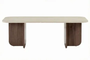 Salrin Rektangulärt Soffbord 120x60 cm med Travertin- och Valnötsutseende - Beige - Möbler - Vardagsrum - Soffbord & vardagsrumsbord - Soffbord