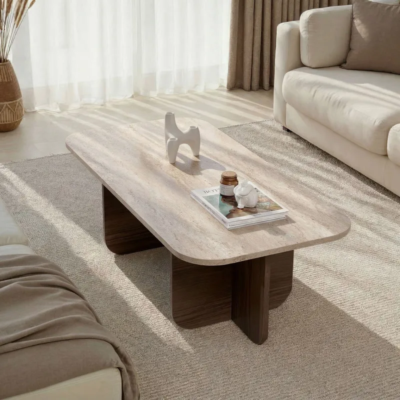 Salrin Soffbord 120x41x60 cm - Travertin, Venezia-valnöt - Möbler - Vardagsrum - Soffbord & vardagsrumsbord - Soffbord
