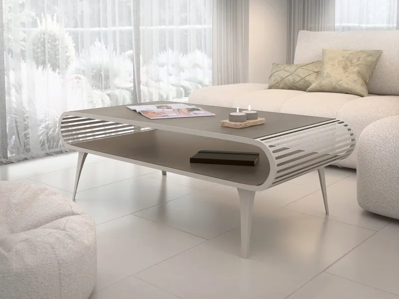 Salvaris Soffbord 120 cm - Beige med ljusbrun bordsskiva - Möbler - Vardagsrum - Soffbord & vardagsrumsbord - Soffbord