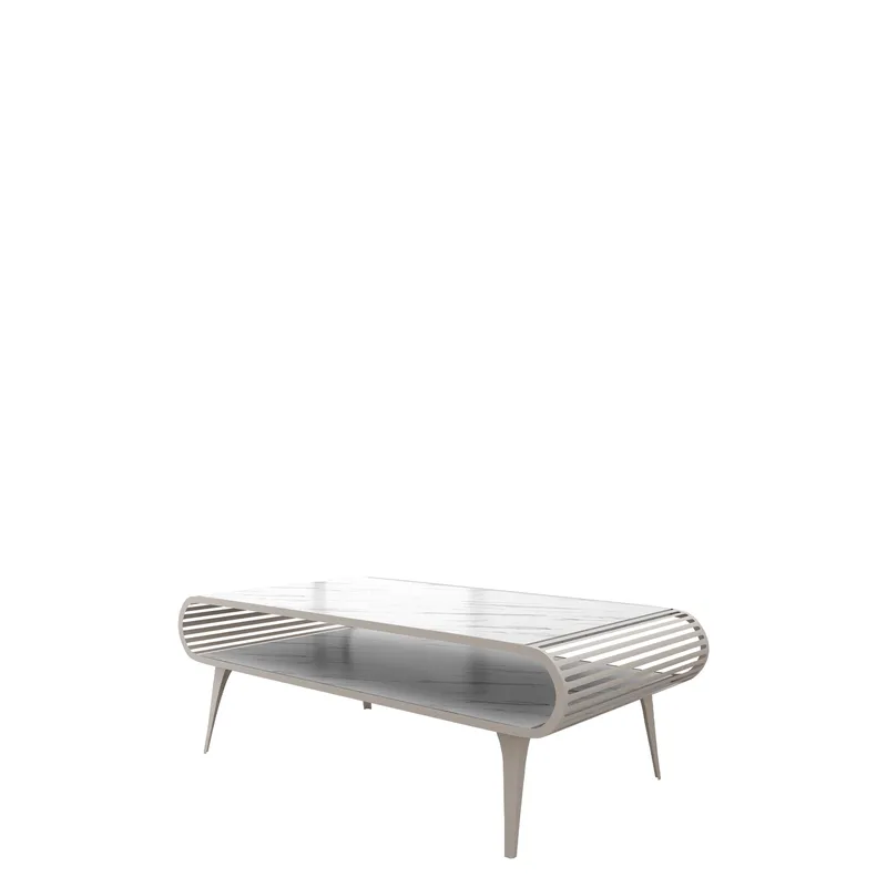 Salvaris Soffbord 120 cm - Beige med vit marmordekor - Möbler - Vardagsrum - Soffbord & vardagsrumsbord - Soffbord