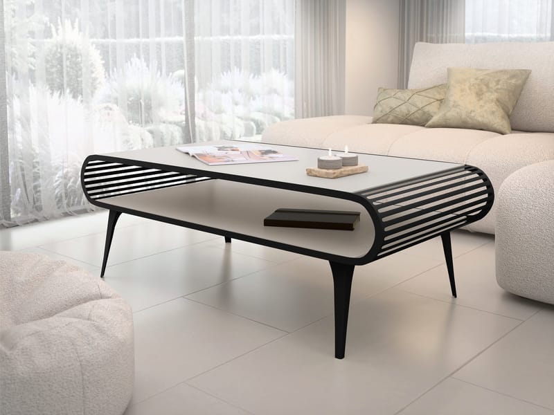 Salvaris Soffbord 120 cm - Svart med beige bordsskiva - Möbler - Vardagsrum - Soffbord & vardagsrumsbord - Soffbord