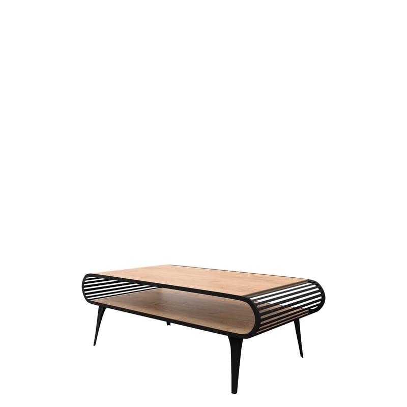 Salvaris Soffbord 120 cm, Svart med bordsskiva i naturlig trälook