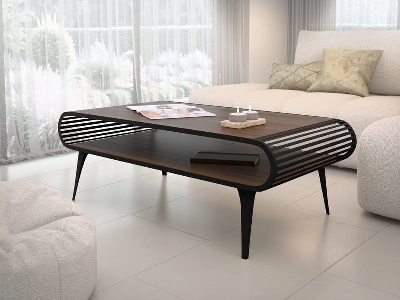 Salvaris Soffbord 120 cm - Svart med brun bordsskiva - Möbler - Vardagsrum - Soffbord & vardagsrumsbord - Soffbord