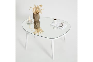Samtens 75 cm Ovalt Soffbord i Glas med Träben - Vit - Möbler - Vardagsrum - Soffbord & vardagsrumsbord - Soffbord