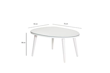 Samtens 75 cm Ovalt Soffbord i Glas med Träben - Vit - Möbler - Vardagsrum - Soffbord & vardagsrumsbord - Soffbord