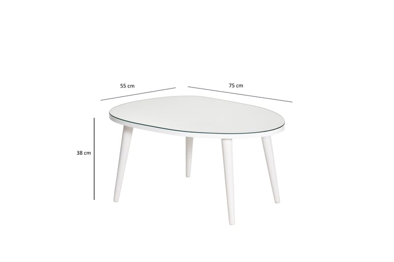 Samtens 75 cm Ovalt Soffbord i Glas med Träben - Vit - Möbler - Vardagsrum - Soffbord & vardagsrumsbord - Soffbord