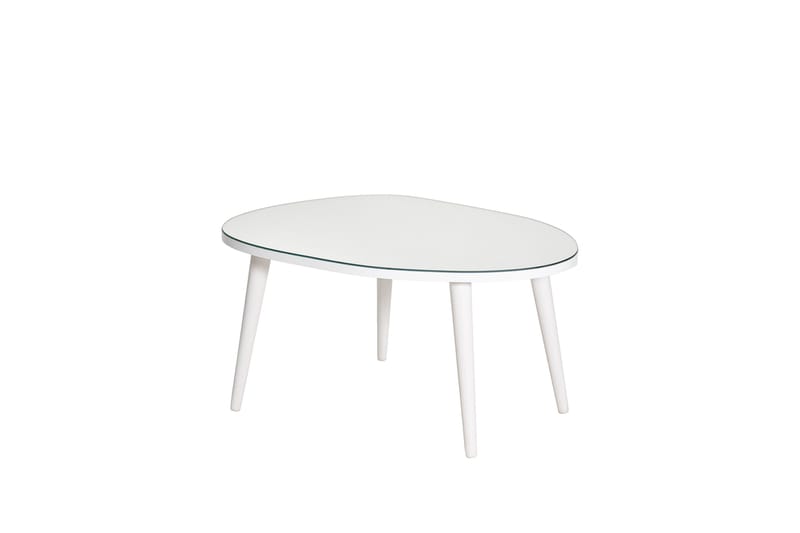 Samtens 75 cm Ovalt Soffbord i Glas med Träben, Vit