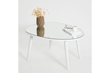 Samtens 75 cm Ovalt Soffbord i Glas med Träben - Vit - Möbler - Vardagsrum - Soffbord & vardagsrumsbord - Soffbord