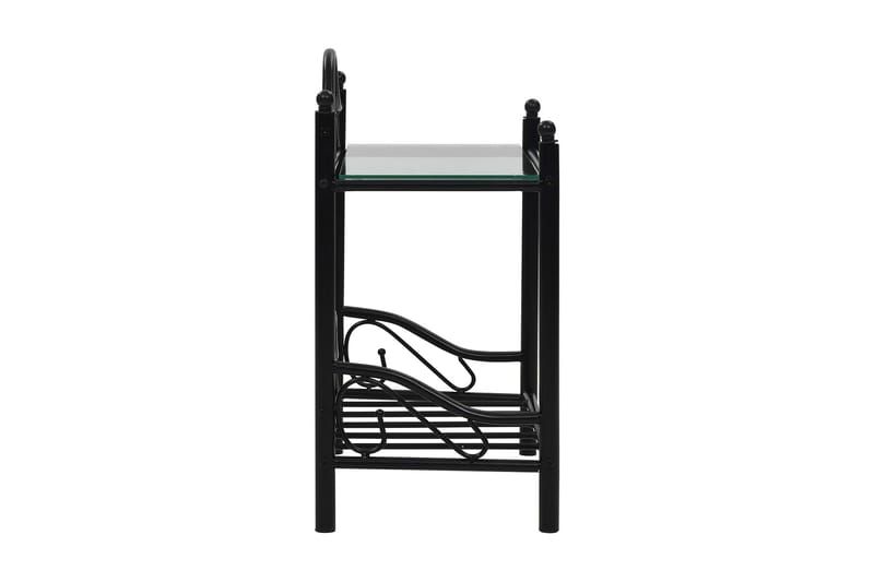 Sängbord stål och härdat glas 45x30,5x60 cm svart - Svart - Sängbord - Bord