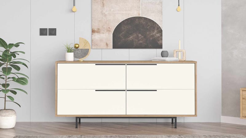 Sarnor Konsolbord 160x74,3x44,5 cm - Naturlig och vit - Möbler - Vardagsrum - Soffbord & vardagsrumsbord - Avlastningsbord & konsolbord