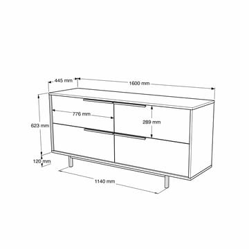 Sarnor Konsolbord 160x74,3x44,5 cm - Naturlig och vit - Möbler - Vardagsrum - Soffbord & vardagsrumsbord - Avlastningsbord & konsolbord