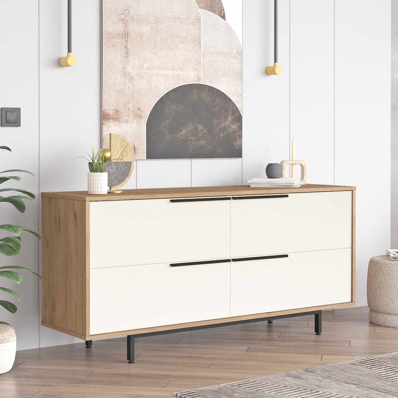 Sarnor Konsolbord 160x74,3x44,5 cm - Naturlig och vit - Möbler - Vardagsrum - Soffbord & vardagsrumsbord - Avlastningsbord & konsolbord