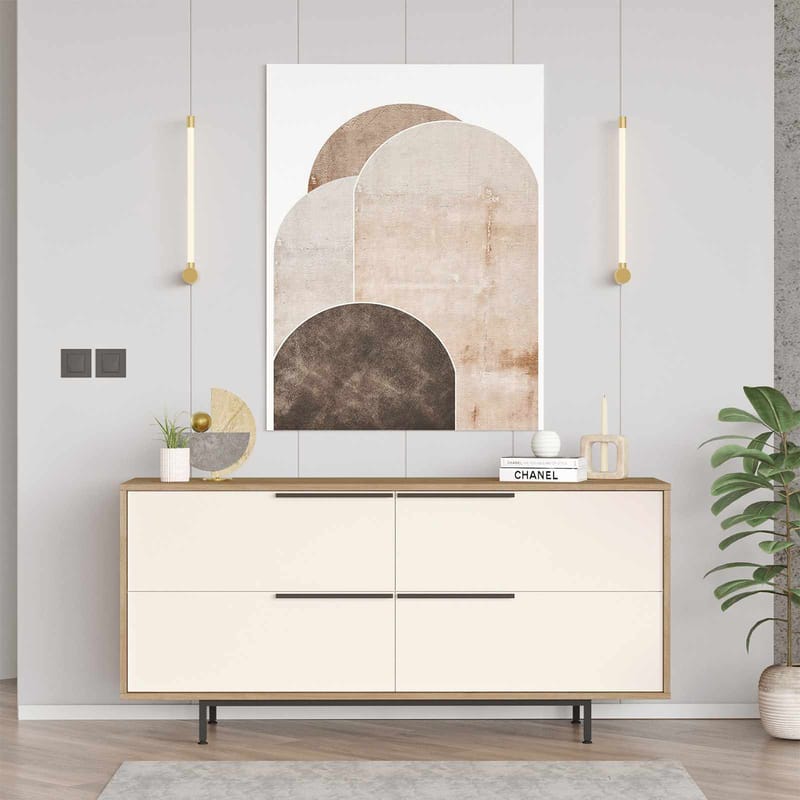 Sarnor Konsolbord 160x74,3x44,5 cm - Naturlig och vit - Möbler - Vardagsrum - Soffbord & vardagsrumsbord - Avlastningsbord & konsolbord