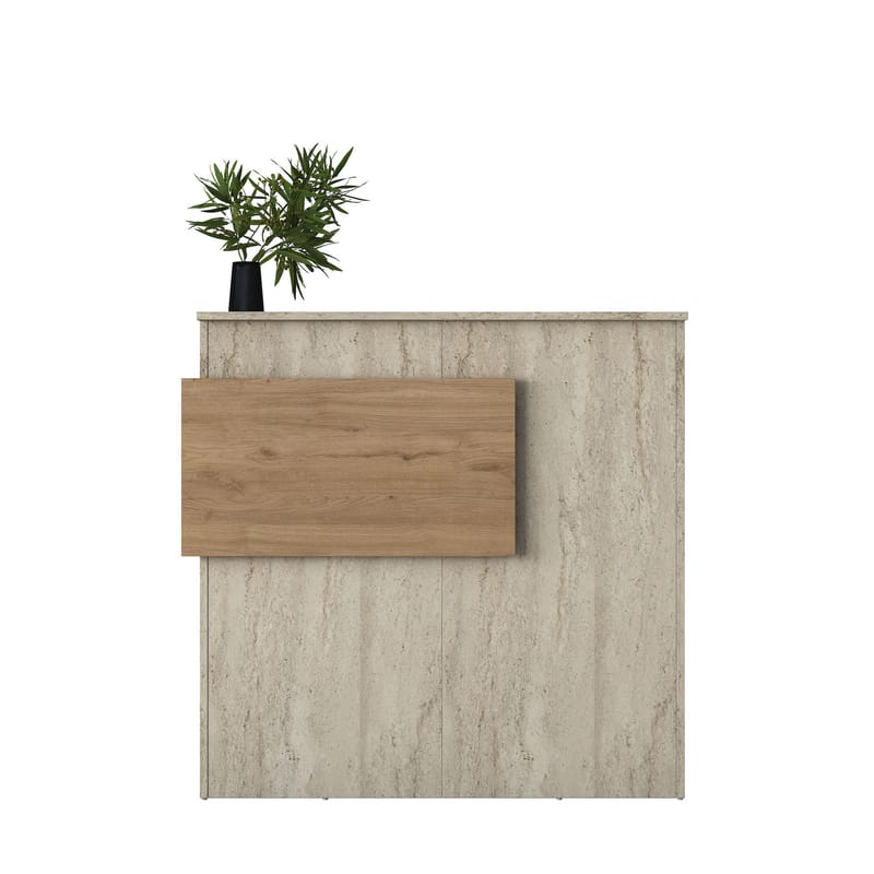 Sarnor Receptionbord 110x110x40 cm - Travertin och valnöt - Möbler - Vardagsrum - Soffbord & vardagsrumsbord - Avlastningsbord & konsolbord