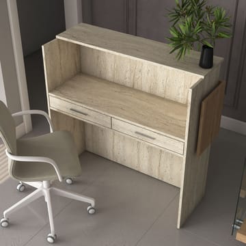 Sarnor Receptionbord 110x110x40 cm - Travertin och valnöt - Möbler - Vardagsrum - Soffbord & vardagsrumsbord - Avlastningsbord & konsolbord