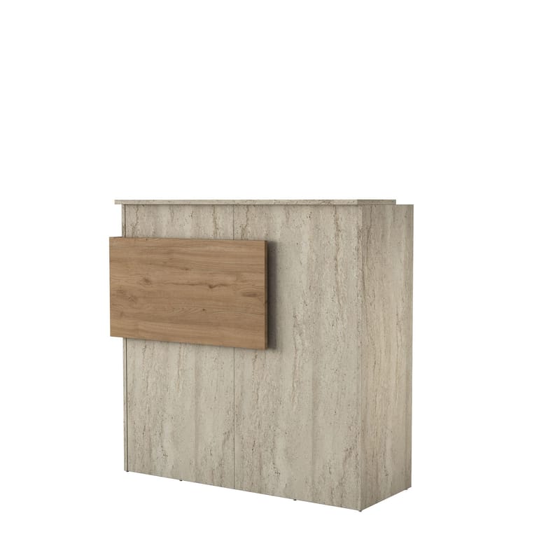 Sarnor Receptionbord 110x110x40 cm - Travertin och valnöt - Möbler - Vardagsrum - Soffbord & vardagsrumsbord - Avlastningsbord & konsolbord