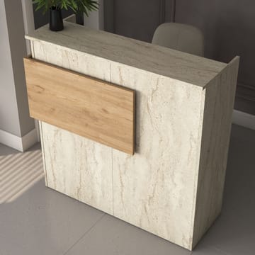 Sarnor Receptionbord 110x110x40 cm - Travertin och valnöt - Möbler - Vardagsrum - Soffbord & vardagsrumsbord - Avlastningsbord & konsolbord