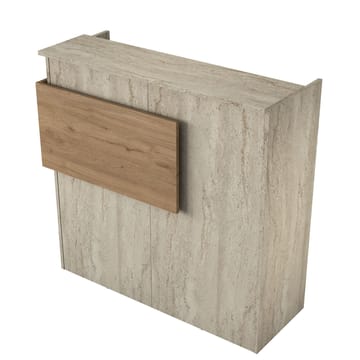 Sarnor Receptionbord 110x110x40 cm - Travertin och valnöt - Möbler - Vardagsrum - Soffbord & vardagsrumsbord - Avlastningsbord & konsolbord