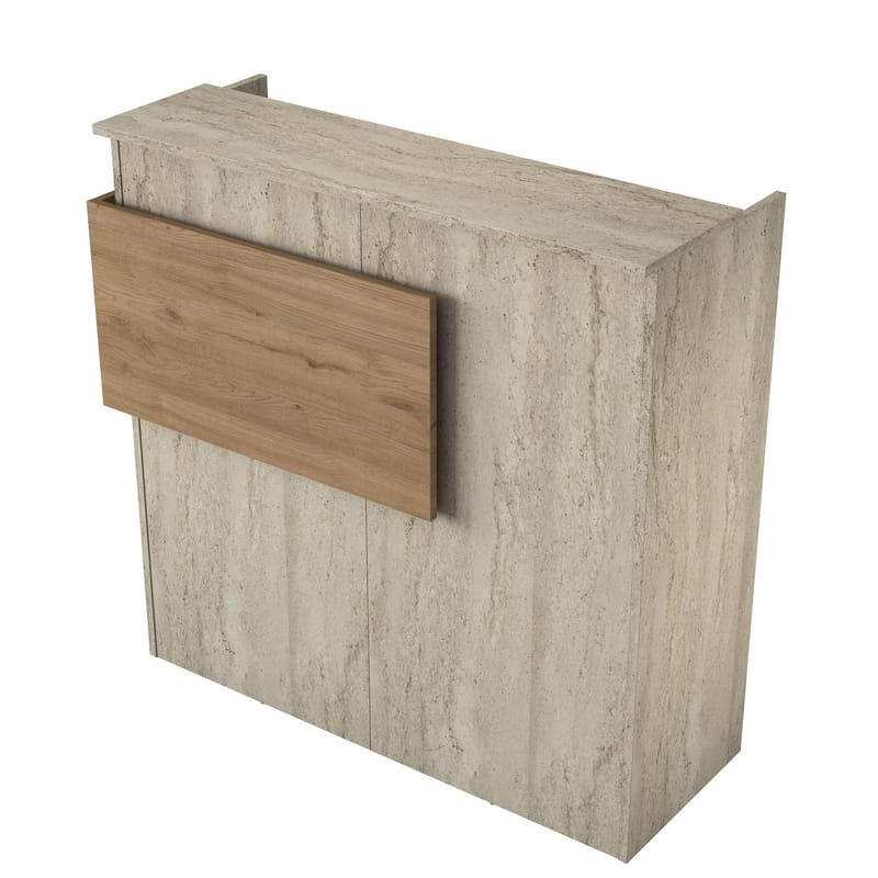 Sarnor Receptionbord 110x110x40 cm - Travertin och valnöt - Möbler - Vardagsrum - Soffbord & vardagsrumsbord - Avlastningsbord & konsolbord