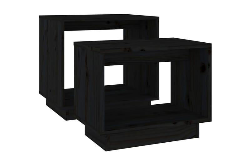 Satsbord 2 st svart massiv furu - Svart - Möbler - Vardagsrum - Soffbord & vardagsrumsbord - Satsbord