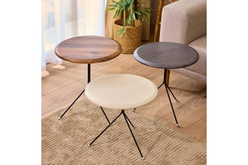 Satsbord (3 Delar) Ranko Brun / Antracit / Grädde - Brun/Cremevit/Antracit - Möbler - Vardagsrum - Soffbord & vardagsrumsbord - Satsbord
