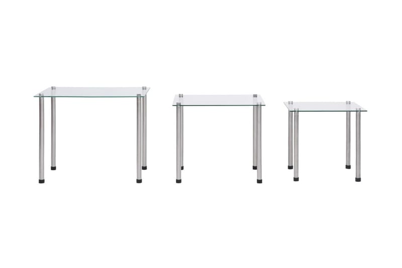 Satsbord 3 st genomskinlig härdat glas - Transparent - Bord - Sidobord & lampbord - Brickbord
