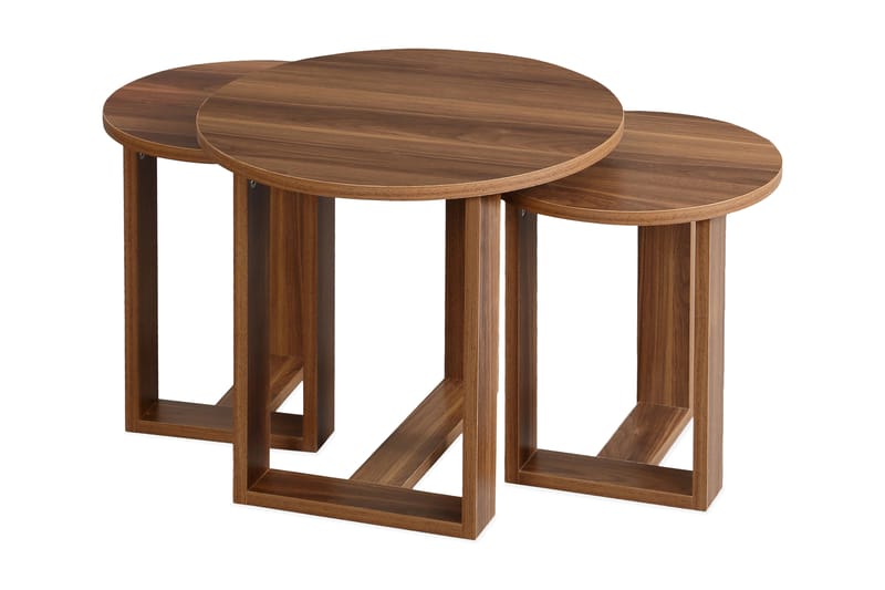 ALSBO Satsbord 52 cm Runt 3 Bord Brun - Brun - Möbler - Vardagsrum - Soffbord & vardagsrumsbord - Satsbord