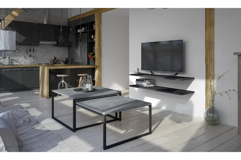 Arriondas Satsbord 69 cm 2 Bord - Grå - Möbler - Vardagsrum - Soffbord & vardagsrumsbord - Satsbord