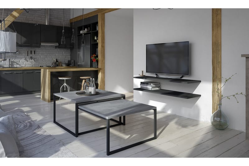 Arriondas Satsbord 69 cm 2 Bord - Grå - Möbler - Vardagsrum - Soffbord & vardagsrumsbord - Satsbord