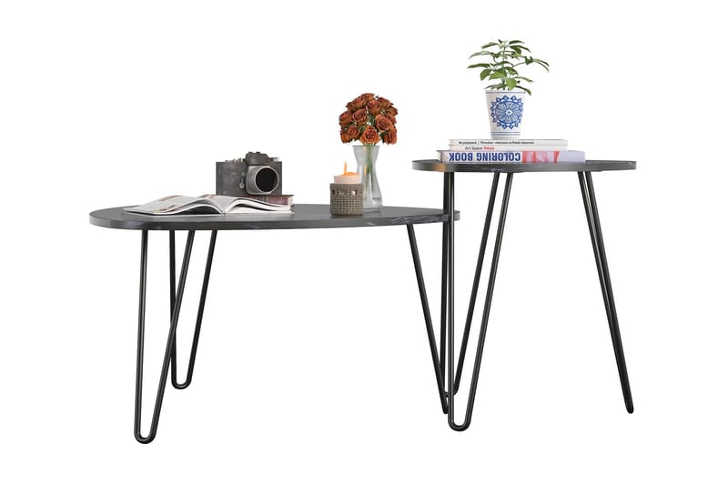 Athena Satsbord Svart/Marmormönster - Novogratz - Möbler - Vardagsrum - Soffbord & vardagsrumsbord - Satsbord