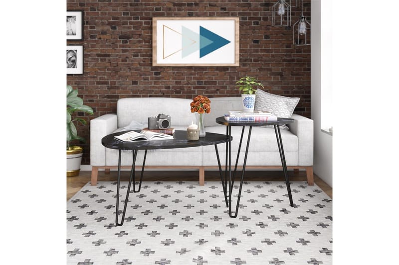 Athena Satsbord Svart/Marmormönster - Novogratz - Möbler - Vardagsrum - Soffbord & vardagsrumsbord - Satsbord