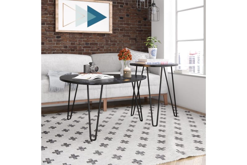 Athena Satsbord Svart/Marmormönster - Novogratz - Möbler - Vardagsrum - Soffbord & vardagsrumsbord - Satsbord