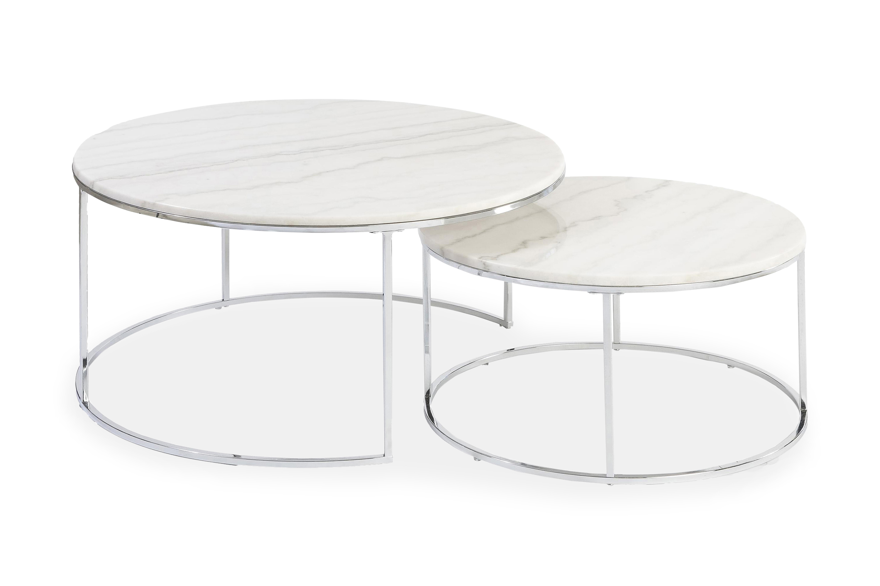 bacalan soffbord 2-pack 60\|80 krom/ljus marmor -