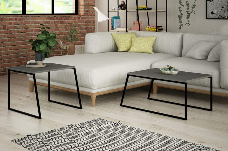 Bodsjö Satsbord 88 cm 2 Bord - Grå/Svart - Möbler - Vardagsrum - Soffbord & vardagsrumsbord - Satsbord