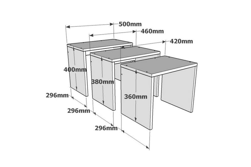 COUNCELLER Satsbord 3-pack 50 cm Valnöt/Vit/Grå - Möbler - Vardagsrum - Soffbord & vardagsrumsbord - Satsbord