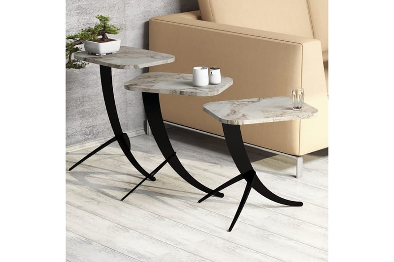 Erykah Satsbord 45 cm - Vit/Svart - Möbler - Vardagsrum - Soffbord & vardagsrumsbord - Satsbord