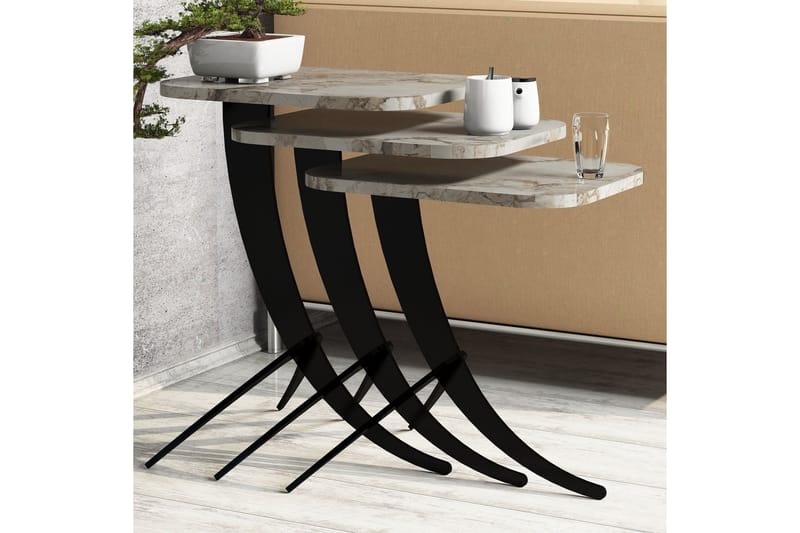 Erykah Satsbord 45 cm - Vit/Svart - Möbler - Vardagsrum - Soffbord & vardagsrumsbord - Satsbord