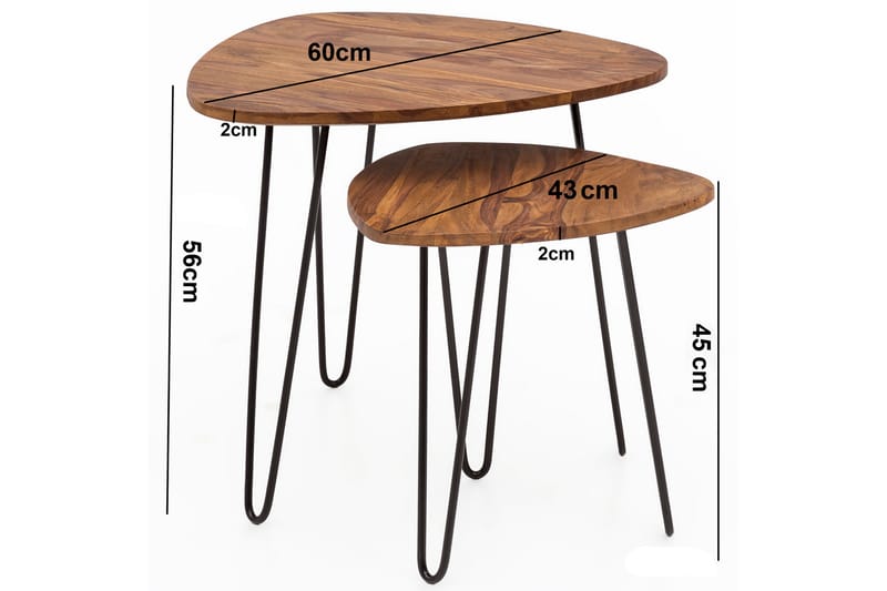 GRABHAIR Satsbord 2-pack 60 cm Brun - Möbler - Vardagsrum - Soffbord & vardagsrumsbord - Satsbord