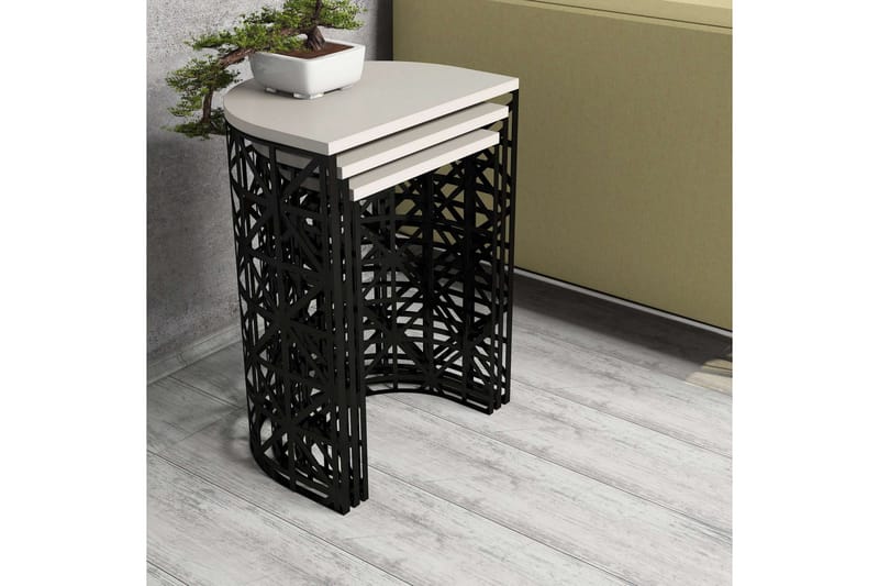 Hovdane Satsbord 46 cm Halvcirkel 3 Bord - Vit/Svart - Möbler - Vardagsrum - Soffbord & vardagsrumsbord - Satsbord