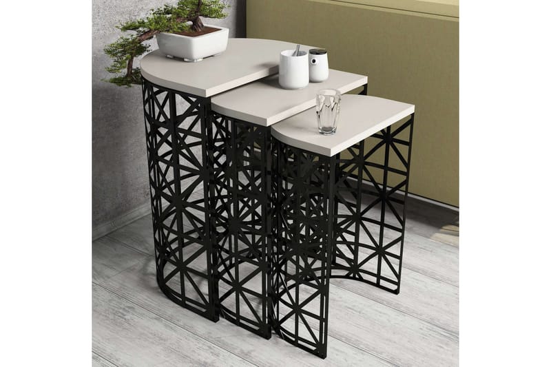 Hovdane Satsbord 46 cm Halvcirkel 3 Bord - Vit/Svart - Möbler - Vardagsrum - Soffbord & vardagsrumsbord - Satsbord