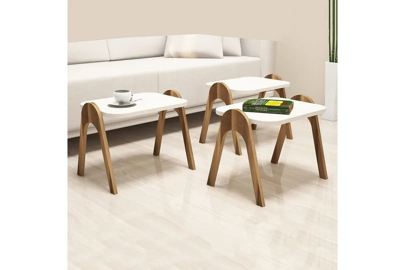 Hovdane Satsbord 49 cm 3 Bord - Vit - Möbler - Vardagsrum - Soffbord & vardagsrumsbord - Satsbord