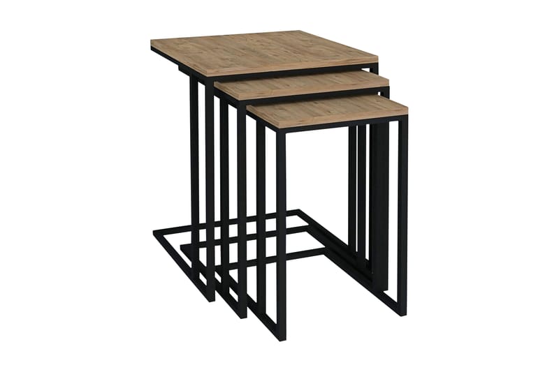 JARIEL Satsbord 3-pack 41 cm Valnöt/Svart - Möbler - Vardagsrum - Soffbord & vardagsrumsbord - Satsbord