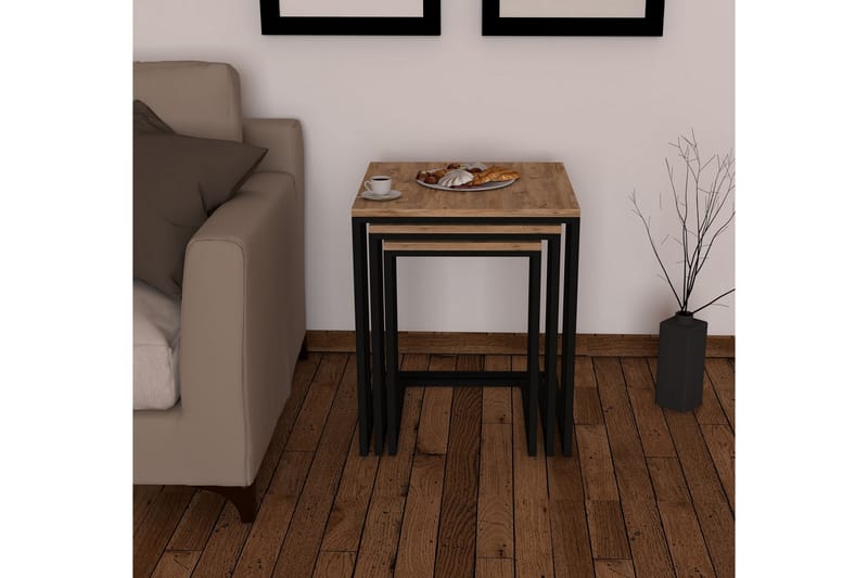 JARIEL Satsbord 3-pack 41 cm Valnöt/Svart - Möbler - Vardagsrum - Soffbord & vardagsrumsbord - Satsbord