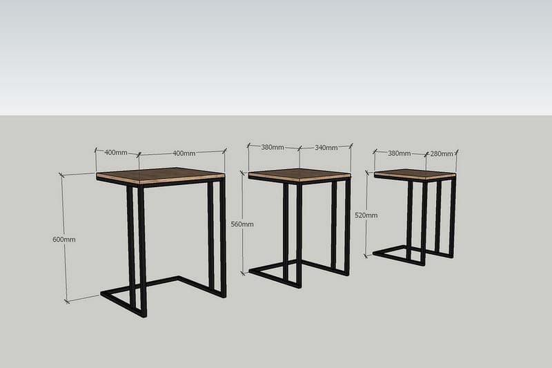 JARIEL Satsbord 3-pack 41 cm Valnöt/Svart - Möbler - Vardagsrum - Soffbord & vardagsrumsbord - Satsbord