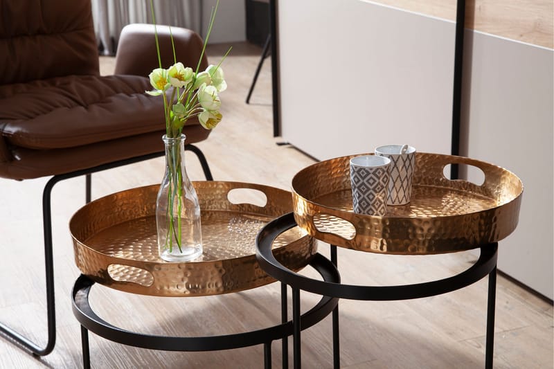 KACHOUR Satsbord 46 cm Rund Guld - Möbler - Vardagsrum - Soffbord & vardagsrumsbord - Satsbord