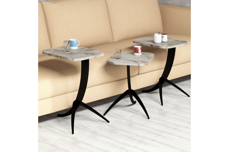 LOLLO Satsbord 45 cm Vit/Svart - Möbler - Vardagsrum - Soffbord & vardagsrumsbord - Satsbord