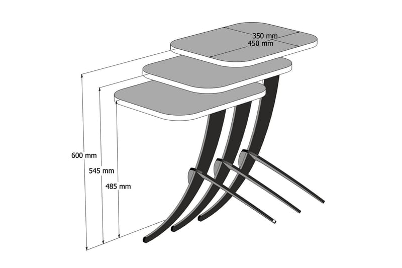 LOLLO Satsbord 45 cm Vit/Svart - Bord - Satsbord